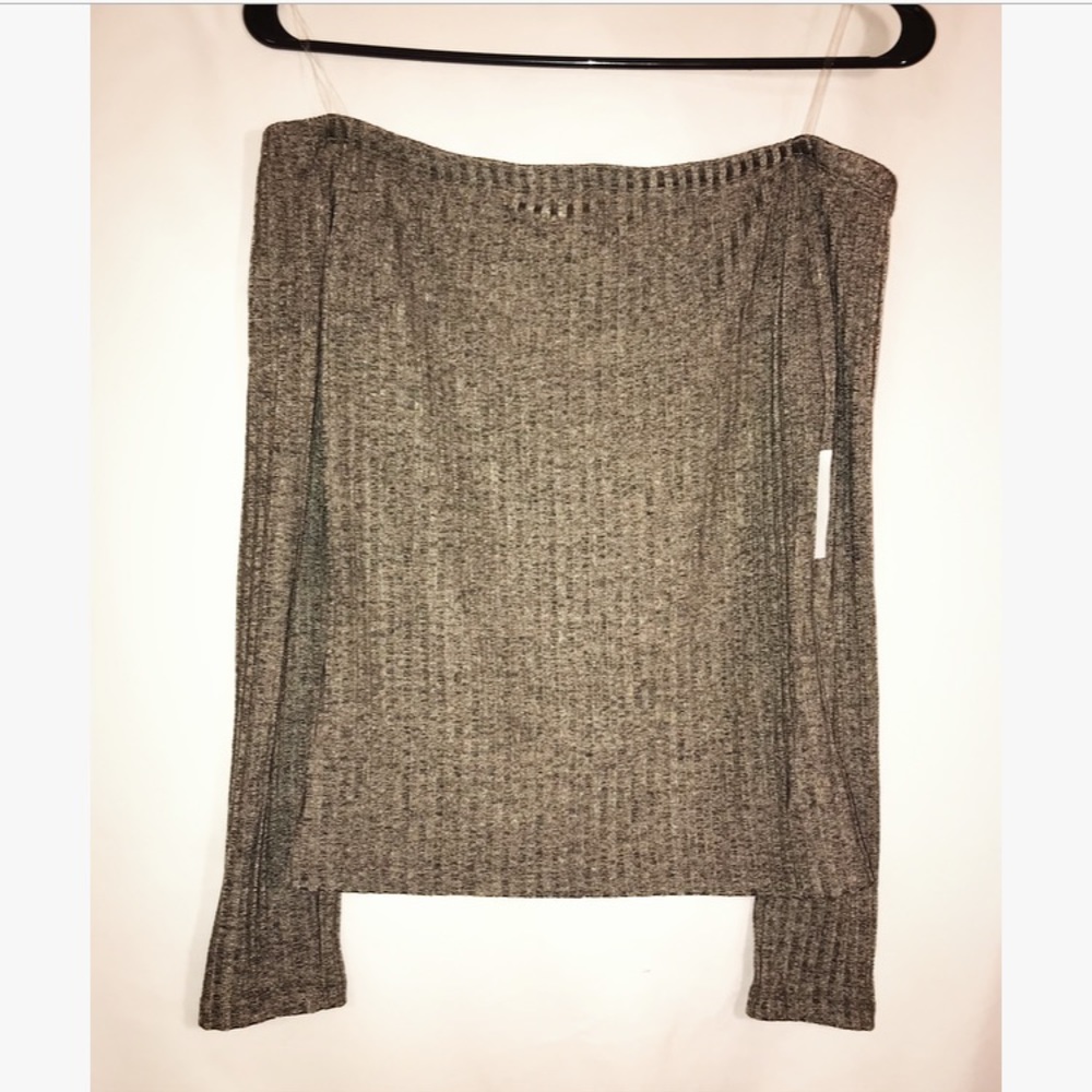 Off the shoulder shimmery long sleeve